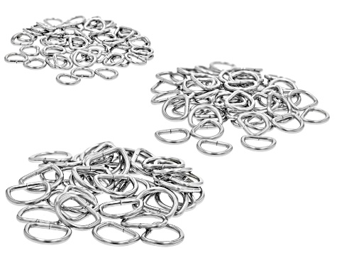 D Shape Closed Jump Rings in Stainless Steel in 3 Sizes appx 150